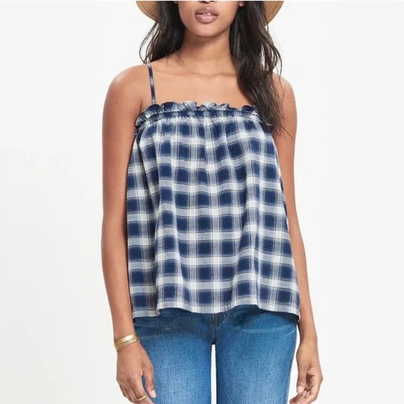 Madewell Indigo Plaid Tank Top Size M - Picture 1 of 6